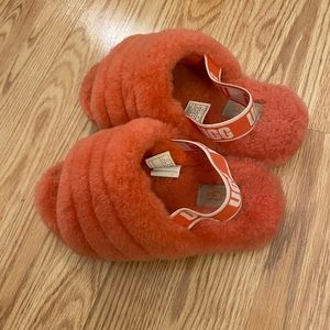 UGG Brand kids/teens Fluff Yeah Slide Soft Slippers Shoes Coral.